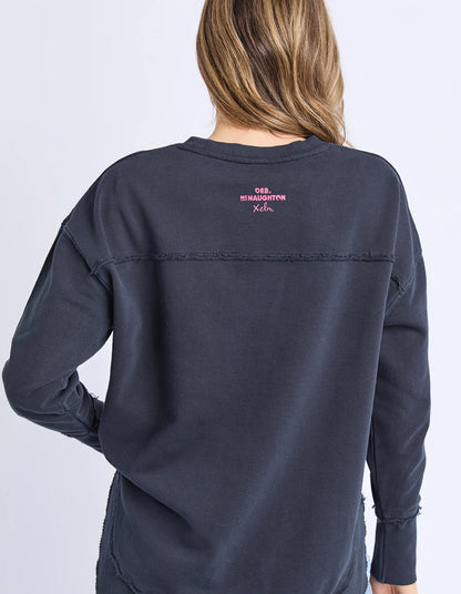 Elm Flaming Heart Crew - Navy | Women's Casual Cotton Fleece Jumper