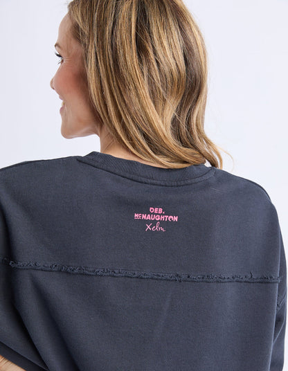 Elm Flaming Heart Crew - Navy | Women's Casual Cotton Fleece Jumper