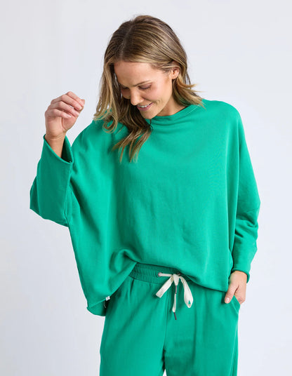 Elm Gab Long Sleeve Sweat - Turquoise | Oversized Cotton Fleece Women’s Jumper