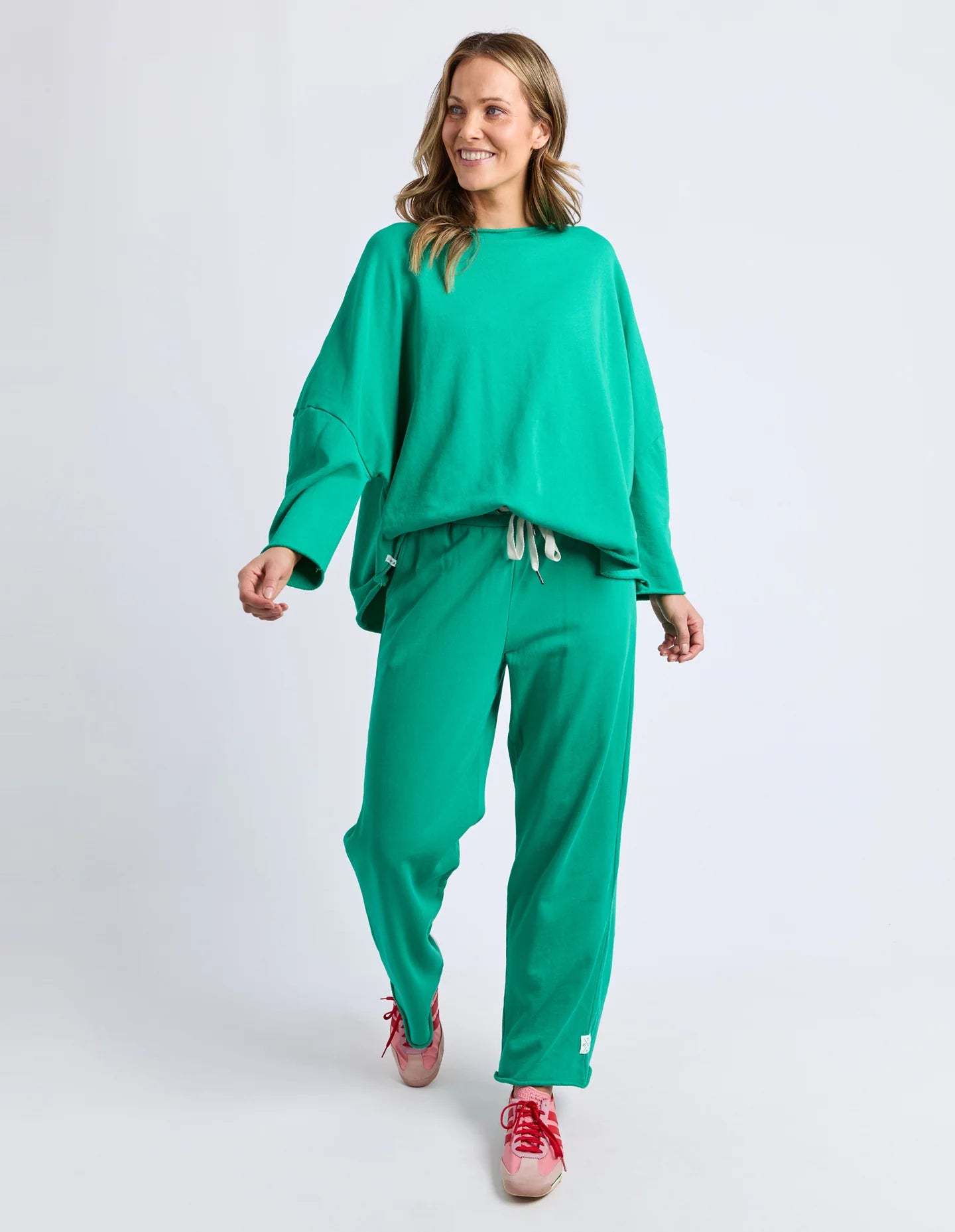 Elm Gab Long Sleeve Sweat - Turquoise | Oversized Cotton Fleece Women’s Jumper