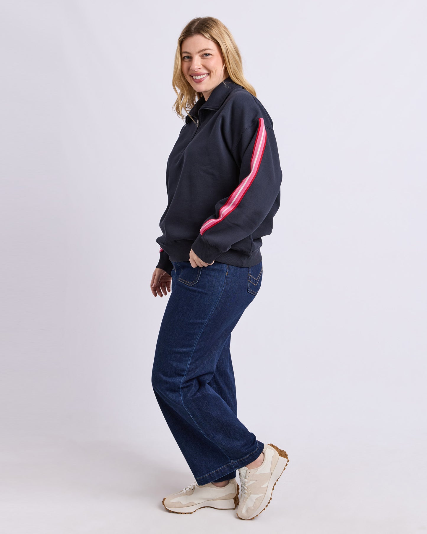 Elm Lover 1/4 Zip - Navy | Women's Oversized Zip Collar Sweatshirt