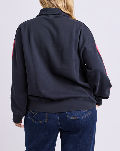 Elm Lover 1/4 Zip - Navy | Women's Oversized Zip Collar Sweatshirt