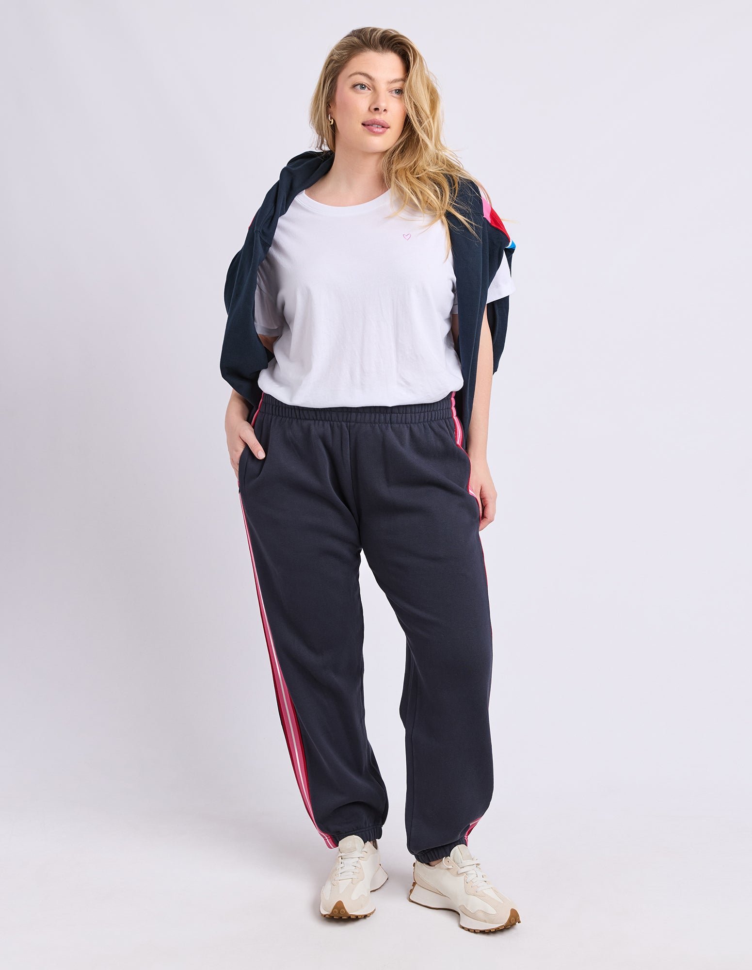 Women’s navy brushed‑fleece trackpants by Elm Clothing
