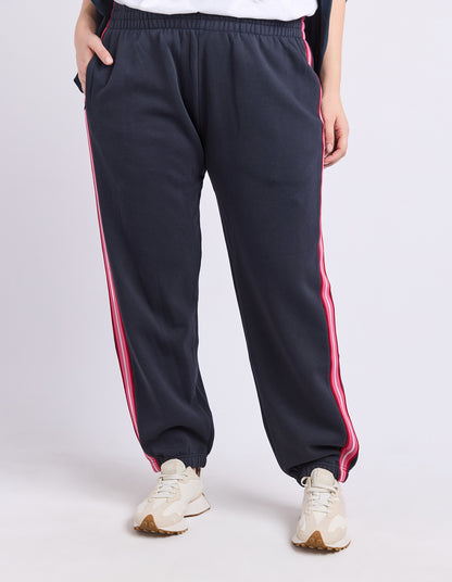 Elm navy trackpant with elastic cuffs and waistband