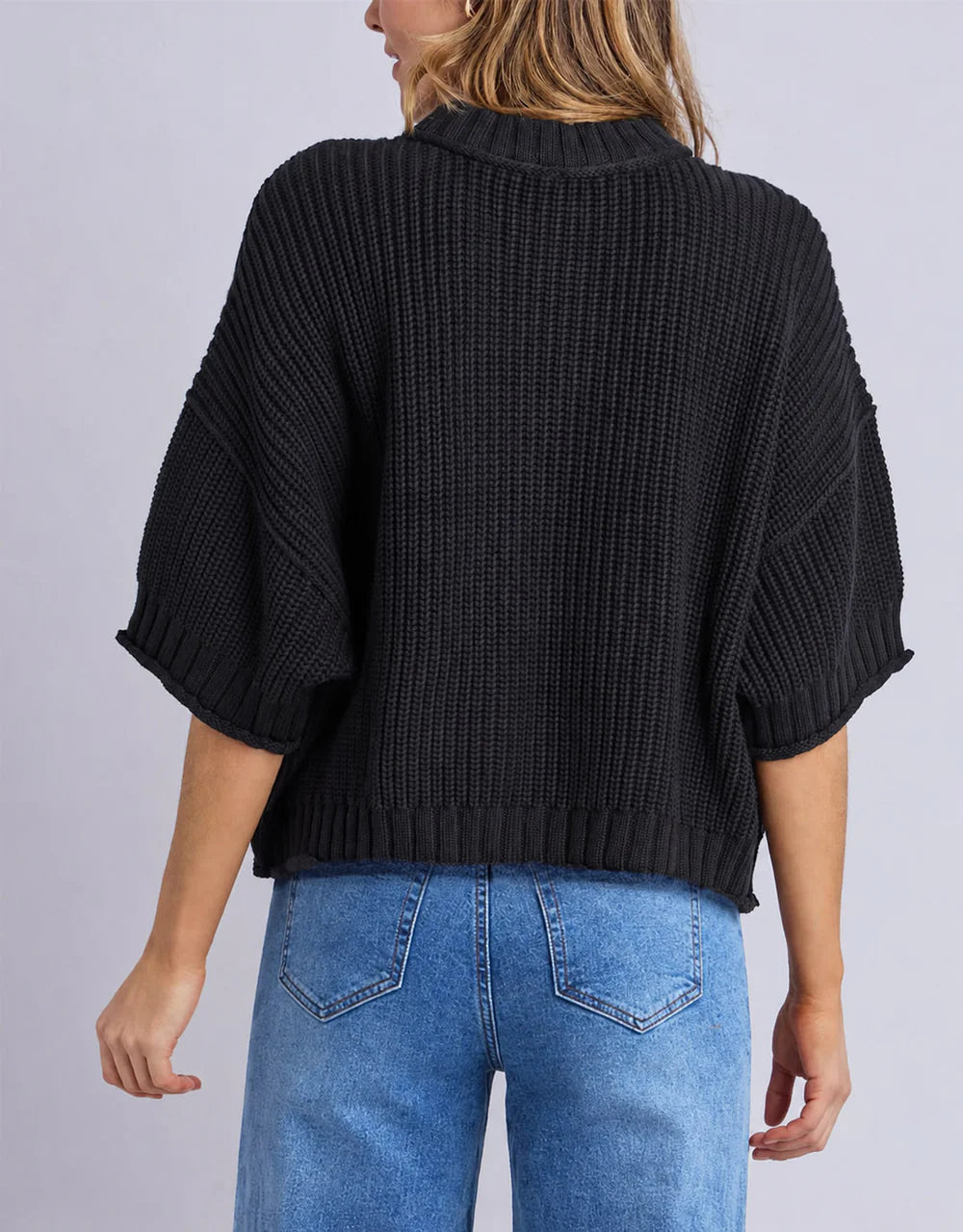 Elm Luela Short Sleeve Knit - Black | Women's Cotton Everyday Knit