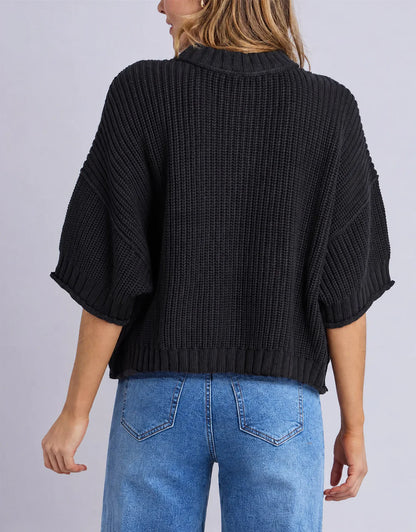 Elm Luela Short Sleeve Knit - Black | Women's Cotton Everyday Knit