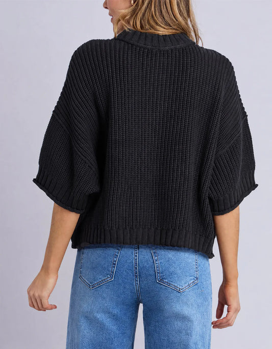 Elm Luela Short Sleeve Knit - Black | Women's Cotton Everyday Knit
