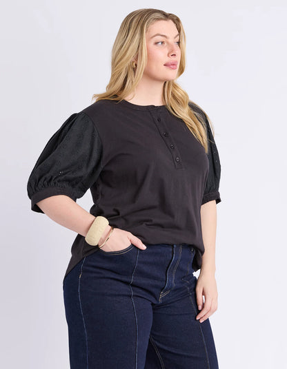 Elm Mae Top - Black | Women's Cotton Everyday Top