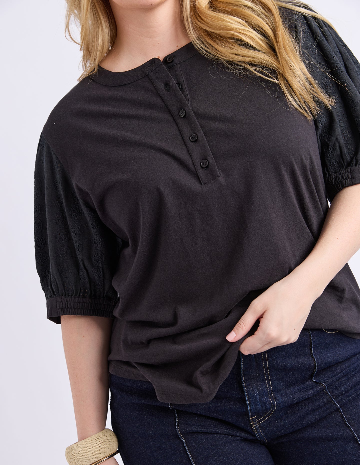 Elm Mae Top - Black | Women's Cotton Everyday Top