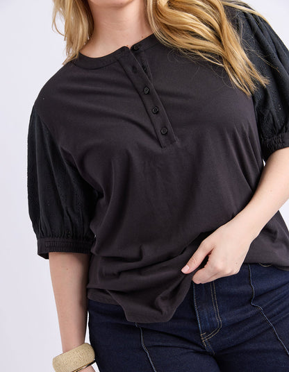 Elm Mae Top - Black | Women's Cotton Everyday Top