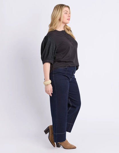 Elm Mae Top - Black | Women's Cotton Everyday Top