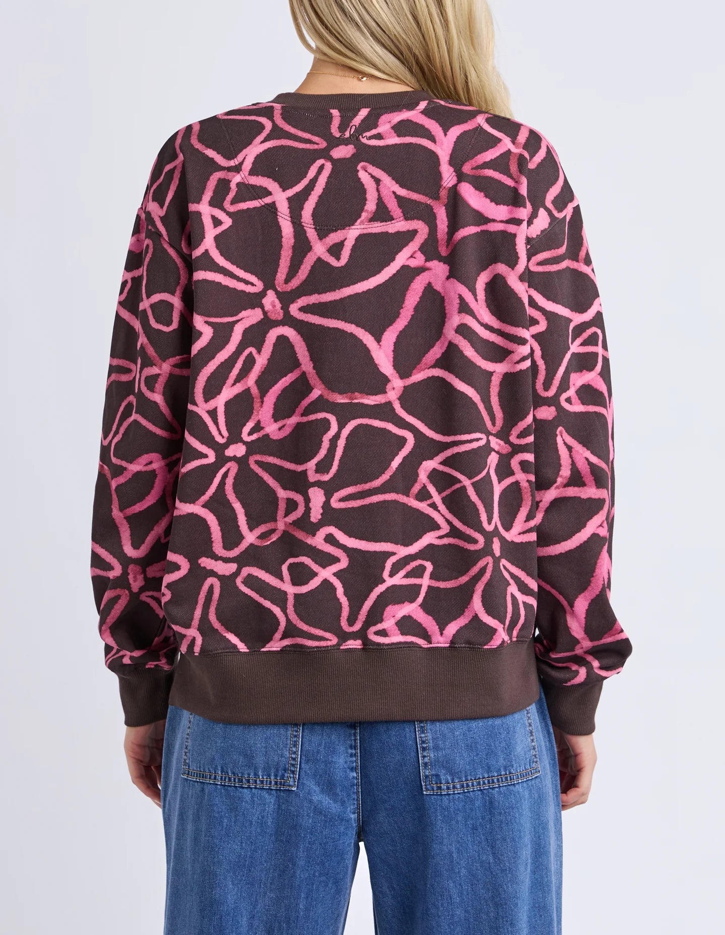 Elm Palma Crew - Chocolate & Pink | Women's Cotton All Over Print Sweatshirt