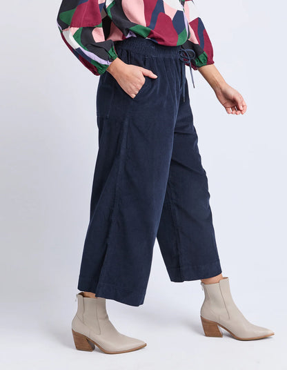 Elm Winnie Cord Pant - Navy | Women's Cotton Wide Leg Pants