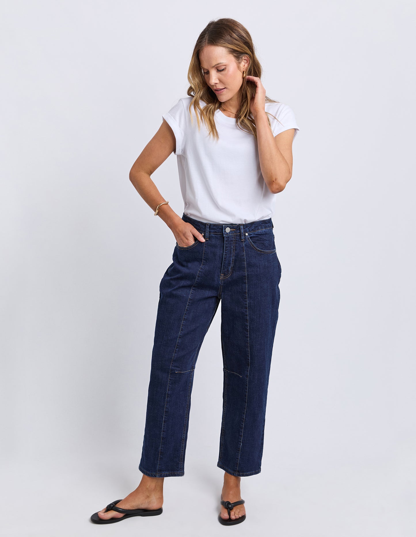Foxwood Ambrose Barrel Jean - Indigo Denim | Women's Stretch Barrel Leg Denim Jean