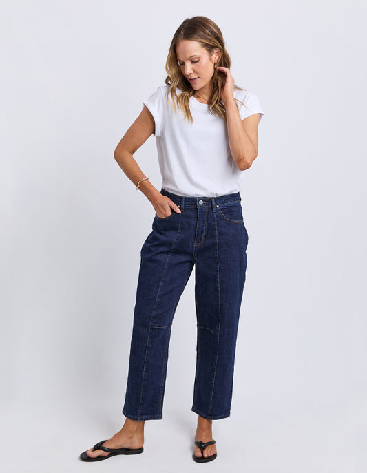 Foxwood Ambrose Barrel Jean - Indigo Denim | Women's Stretch Barrel Leg Denim Jean