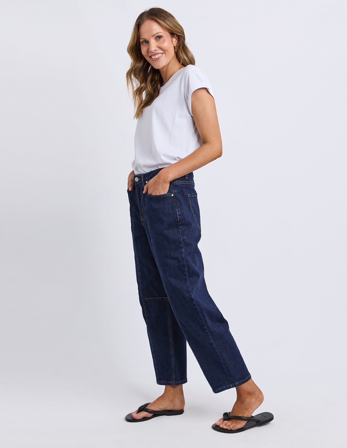 Foxwood Ambrose Barrel Jean - Indigo Denim | Women's Stretch Barrel Leg Denim Jean