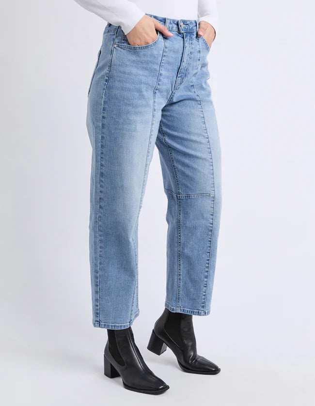 Foxwood Ambrose Barrel Jean - Light Blue Wash | Women's Stretch Barrel Leg Denim Jean