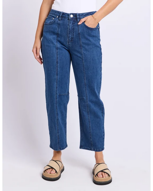 Foxwood Ambrose Barrel Jean - Mid Blue | Women’s Stretch Denim Jeans