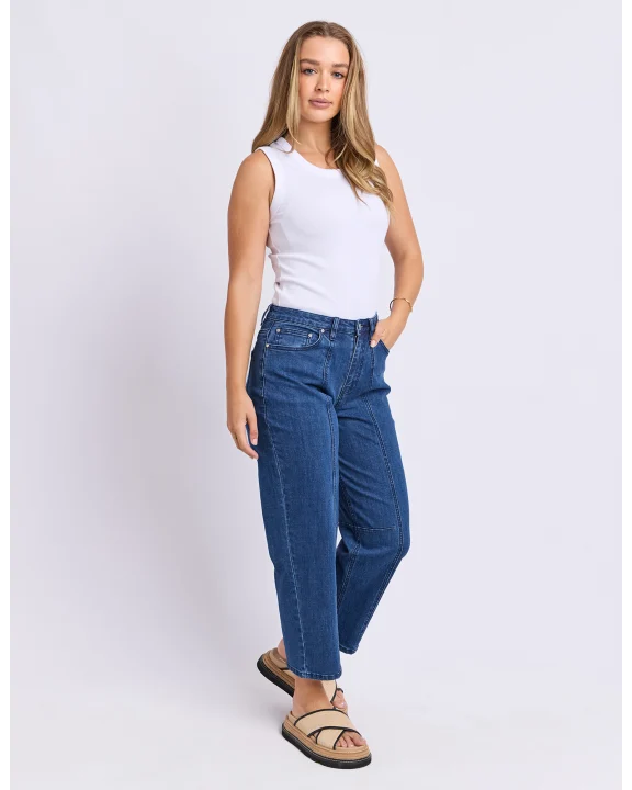 Foxwood Ambrose Barrel Jean - Mid Blue | Women’s Stretch Denim Jeans
