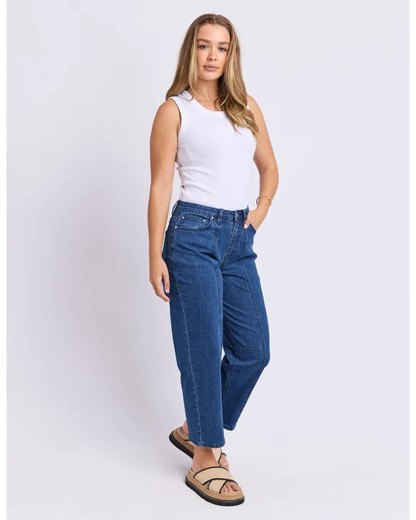 Foxwood Ambrose Barrel Jean - Mid Blue | Women’s Stretch Denim Jeans