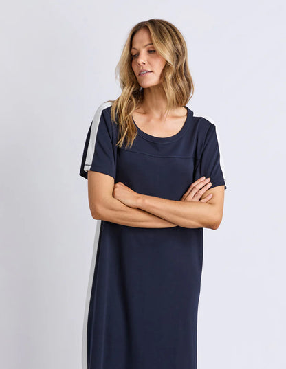 Foxwood Chicago Dress - Navy & White | Women's Everyday Sporty Midi Dress