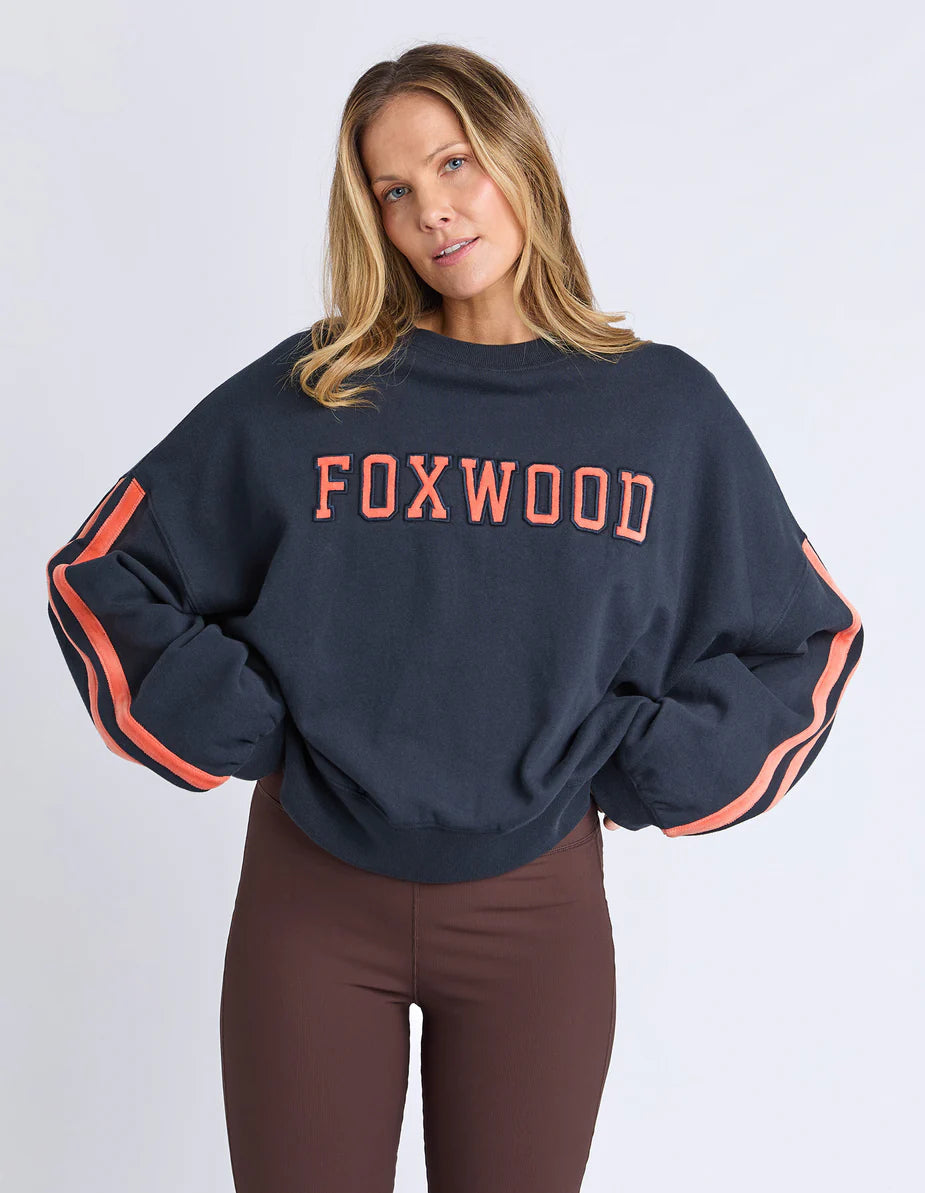 Foxwood Elevated Sunday Crew - Navy & Orange | Everyday Cotton Sweatshirt