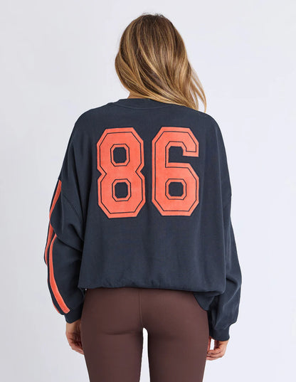 Foxwood Elevated Sunday Crew - Navy & Orange | Everyday Cotton Sweatshirt
