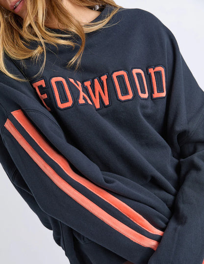 Foxwood Elevated Sunday Crew - Navy & Orange | Everyday Cotton Sweatshirt