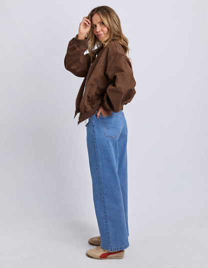 Foxwood Evie Suede Bomber - Chocolate | Suede Look Bomber Jacket