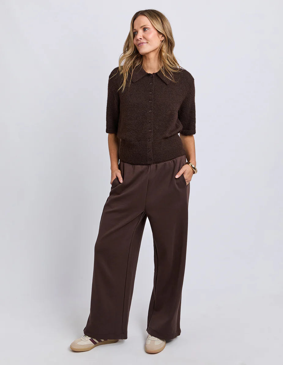 Foxwood Fernie Button Knit - Coffee Bean | Women’s Collared Knit Tee Cardi