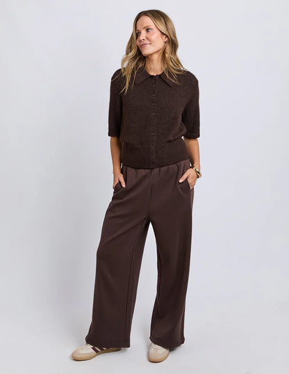 Foxwood Fernie Button Knit - Coffee Bean | Women’s Collared Knit Tee Cardi