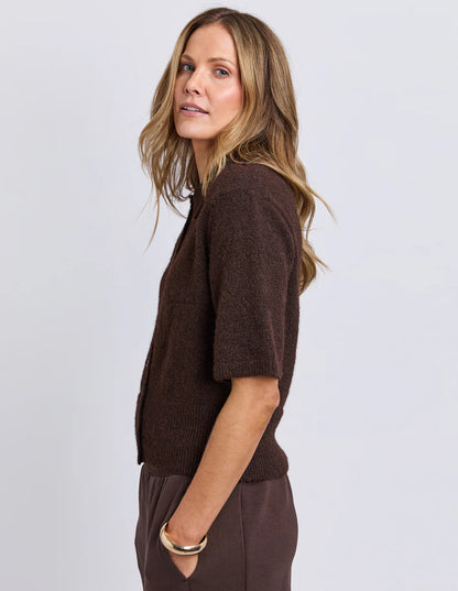 Side angle of the Foxwood Fernie Knit showing short sleeves and clean silhouette.

