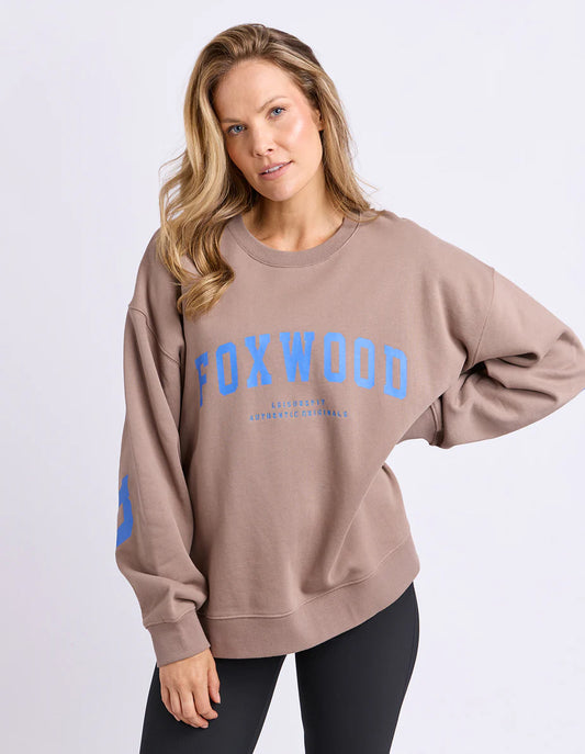 Foxwood Interval Crew - Brown & Blue | Women's Oversized Cotton Sweatshirt