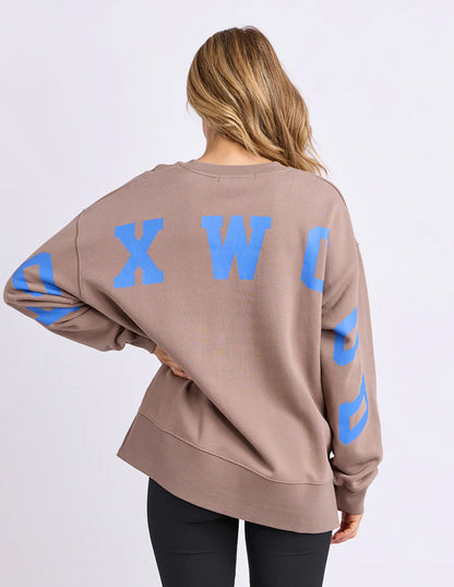 Foxwood Interval Crew - Brown & Blue | Women's Oversized Cotton Sweatshirt
