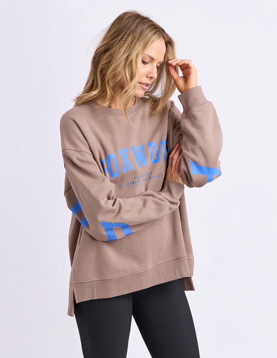 Foxwood Interval Crew - Brown & Blue | Women's Oversized Cotton Sweatshirt