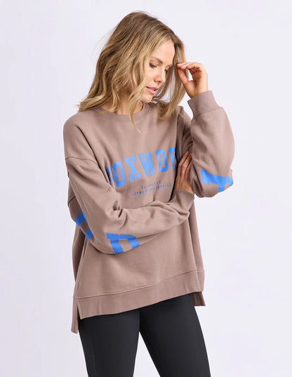 Foxwood Interval Crew - Brown & Blue | Women's Oversized Cotton Sweatshirt