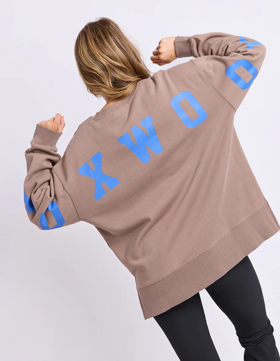 Foxwood Interval Crew - Brown & Blue | Women's Oversized Cotton Sweatshirt