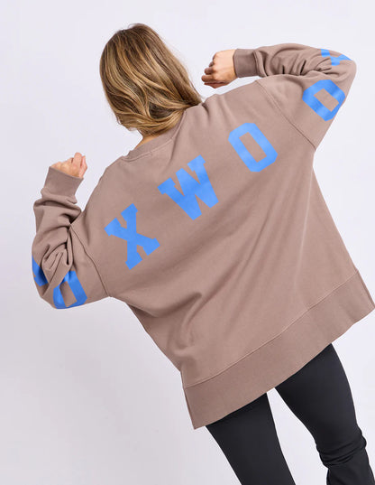 Foxwood Interval Crew - Brown & Blue | Women's Oversized Cotton Sweatshirt