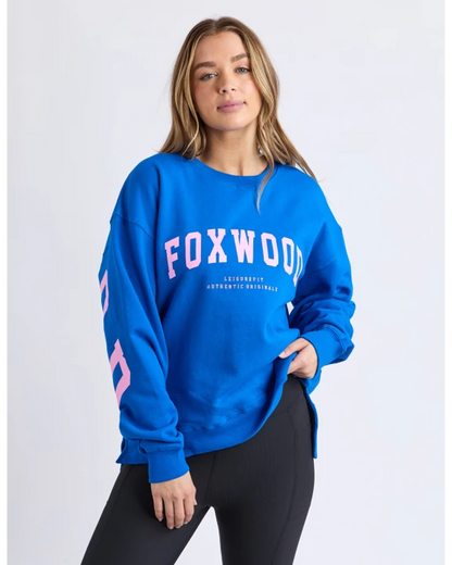 Foxwood Interval Crew - Cobalt & Neon Pink | Women's Oversized Relaxed Sweatshirt