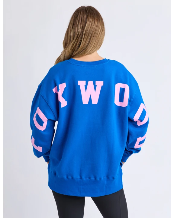 Foxwood Interval Crew - Cobalt & Neon Pink | Women's Oversized Relaxed Sweatshirt
