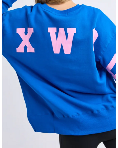Foxwood Interval Crew - Cobalt & Neon Pink | Women's Oversized Relaxed Sweatshirt