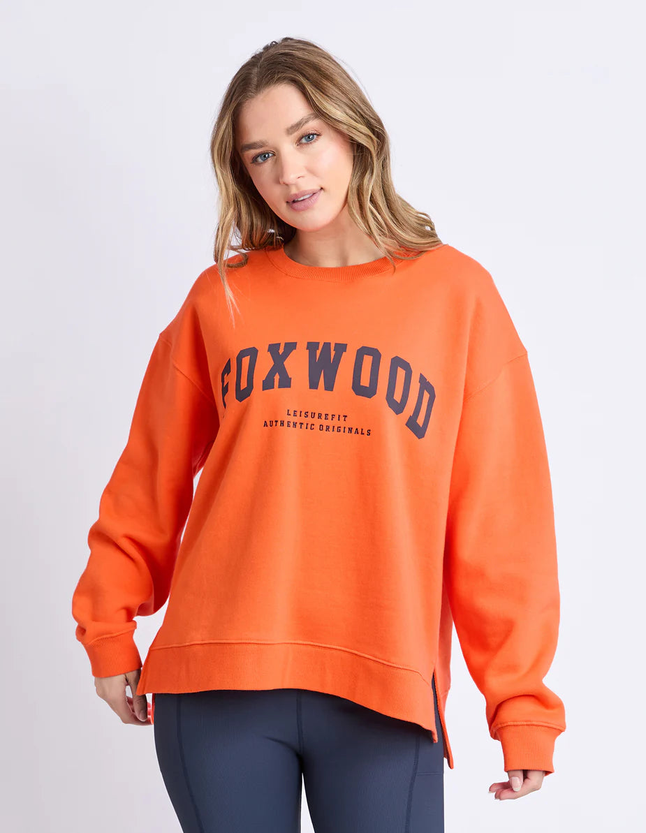 Foxwood Interval Crew - Orange & Navy | Women's Oversized Cotton Sweatshirt