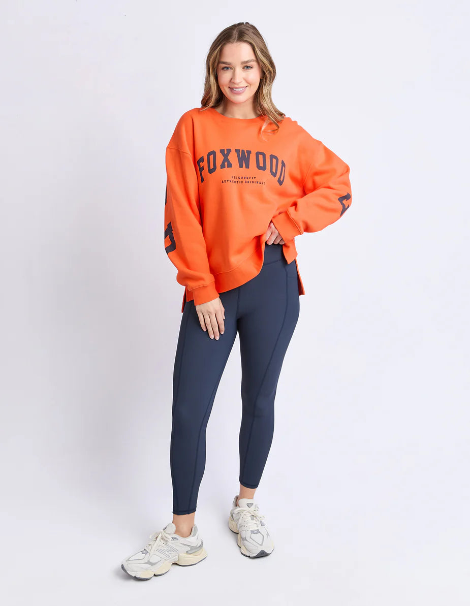 Foxwood Interval Crew - Orange & Navy | Women's Oversized Cotton Sweatshirt