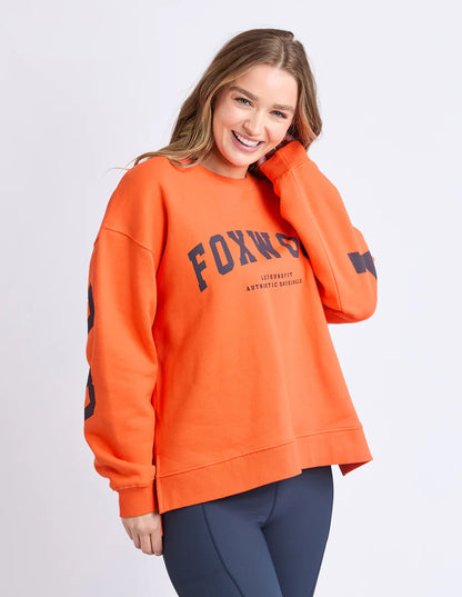 Foxwood Interval Crew - Orange & Navy | Women's Oversized Cotton Sweatshirt