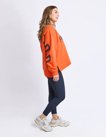 Foxwood Interval Crew - Orange & Navy | Women's Oversized Cotton Sweatshirt