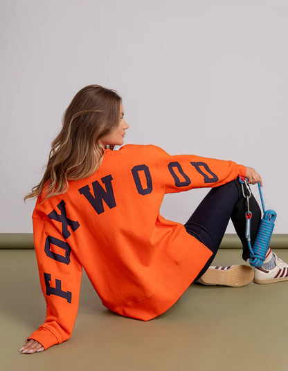 Foxwood Interval Crew - Orange & Navy | Women's Oversized Cotton Sweatshirt