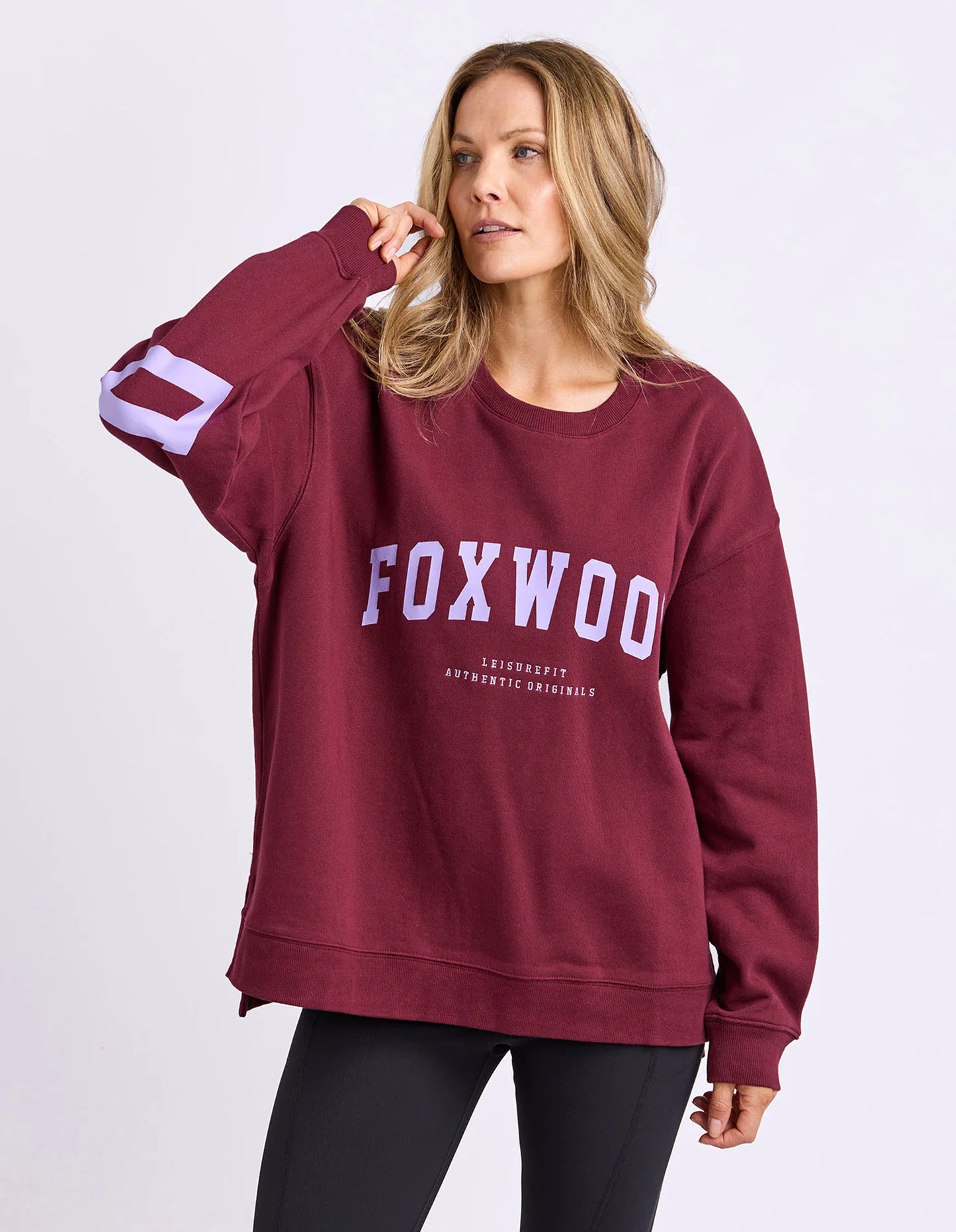 Foxwood Interval Crew - Port & Lilac | Women's Oversized Cotton Sweatshirt