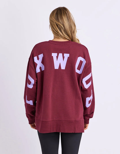 Foxwood Interval Crew - Port & Lilac | Women's Oversized Cotton Sweatshirt