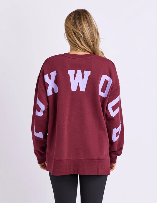 Foxwood Interval Crew - Port & Lilac | Women's Oversized Cotton Sweatshirt
