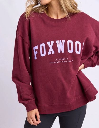 Foxwood Interval Crew - Port & Lilac | Women's Oversized Cotton Sweatshirt